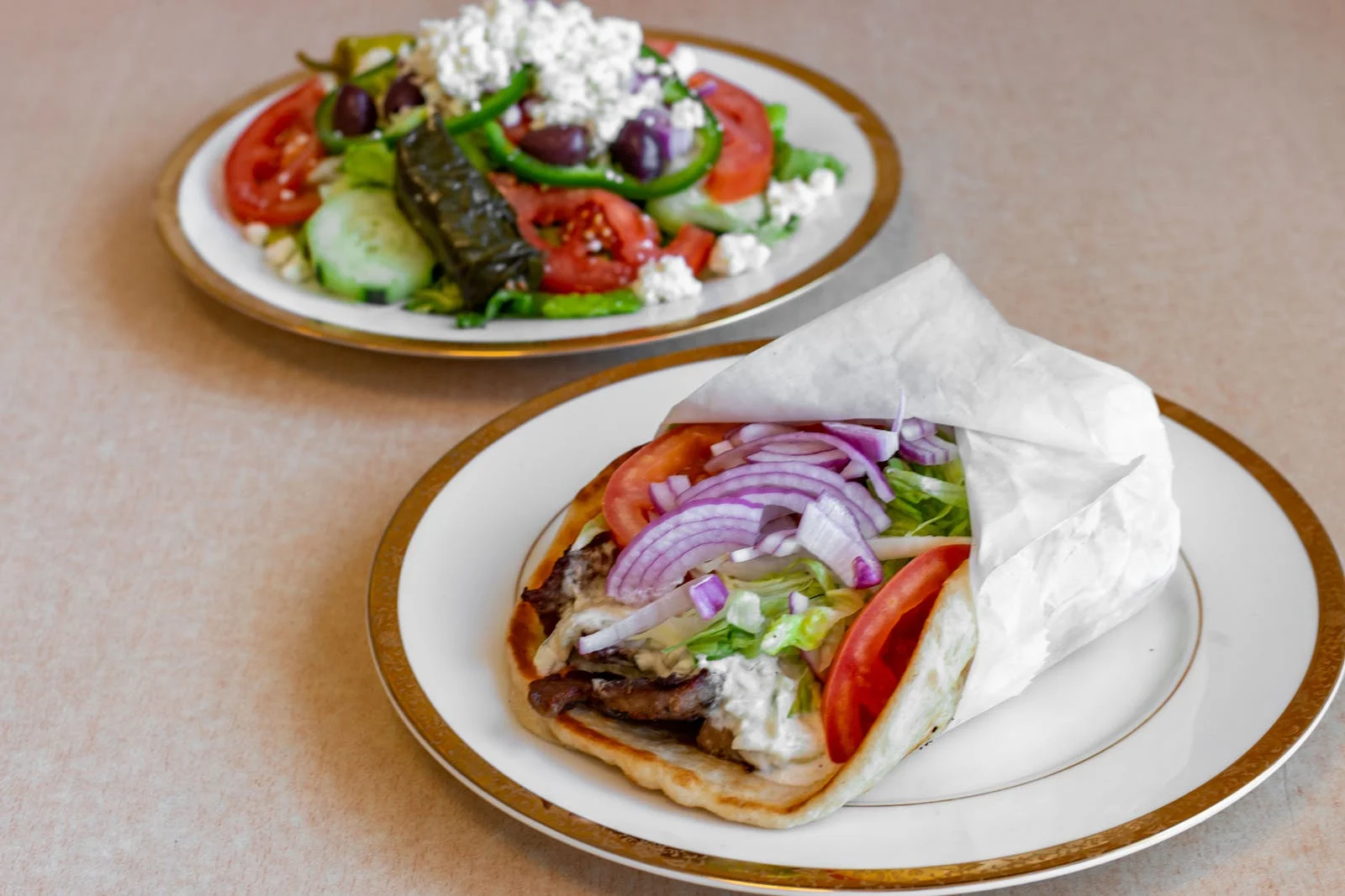 Gyro and Greek salad